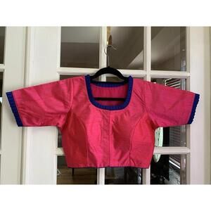 Rani Pink Indian Partywear Readymade Choli Blouse For Saree And Lehenga